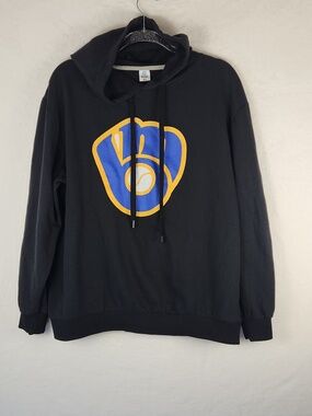 Milwaukee Brewers Lightweight Hoodie XL - Black - Ball-in-Glove Logo - Men's